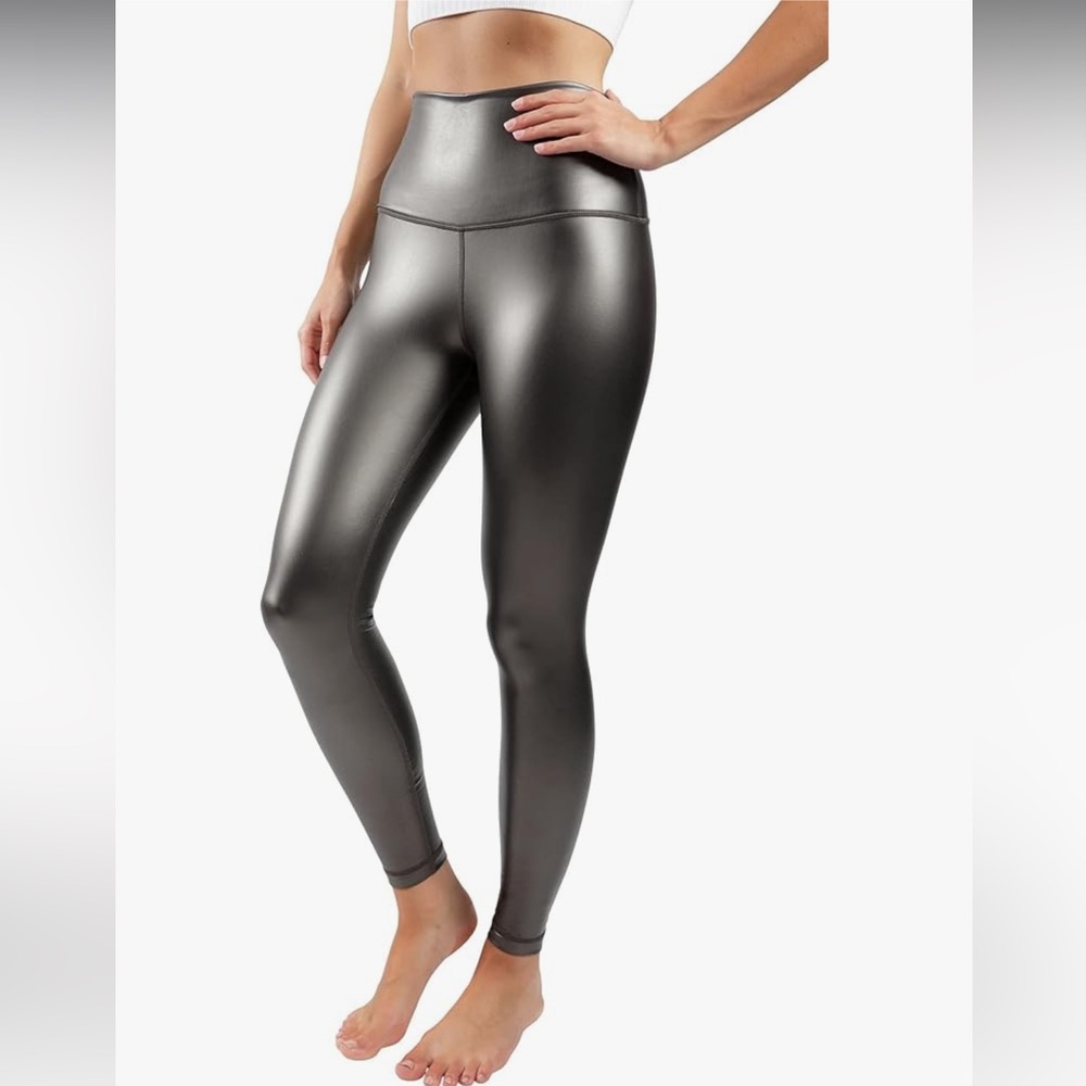 90 DEGREE By REFLEX Medium SUPER HIGH WAIST FAUX LEATHER ANKLE LEGGING